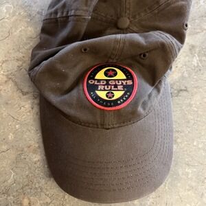 OId Guys Rule Baseball Hat Brown OS Adjustable Curved Brim Embroidered Logo
